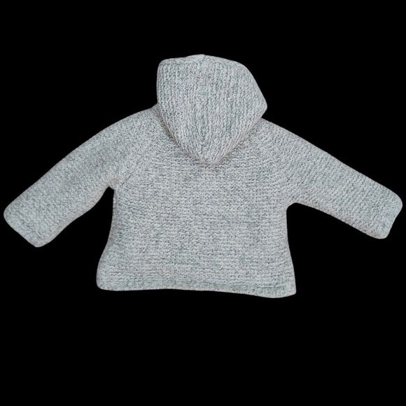 Zara Mini Collections Sweater Jacket Fleece Lined Hooded Grey White 6-9 Months - Picture 5 of 9